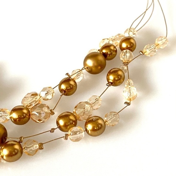 Necklace Faux Pearls Crystals Multiple Strands - Picture 4 of 7